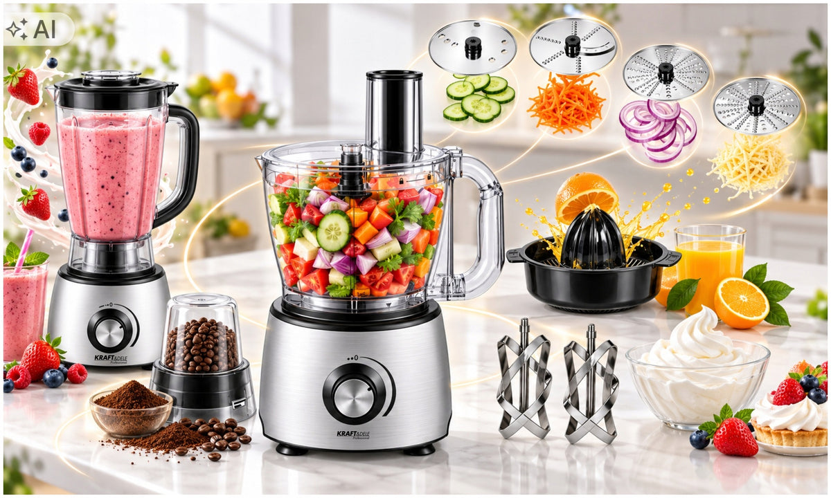 FOOD PROCESSOR MULTIFUNCTION 1800W BLENDER SQUEEZER MALAKSER SLICER Packaging status original