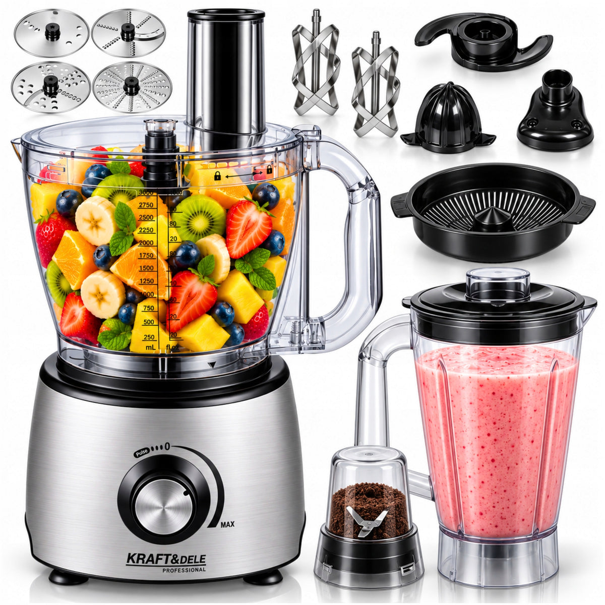FOOD PROCESSOR MULTIFUNCTION 1800W BLENDER SQUEEZER MALAKSER SLICER
