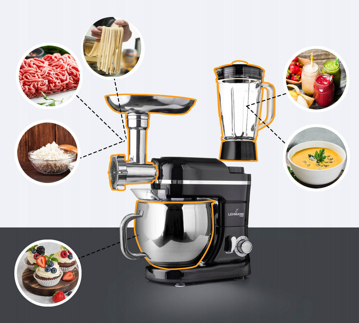 FOOD PROCESSOR PLANETARY MIXER BLENDER 3000W MEAT MACHINE STRONG Power rating 1300 W