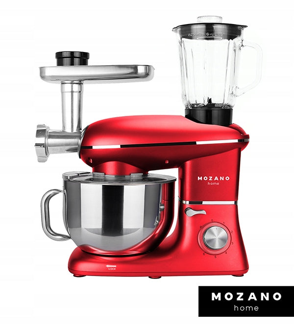 FOOD PROCESSOR PLANETARY MIXER BLENDER 6in1 BOWL 6,2L STRONG SET Dominant color red