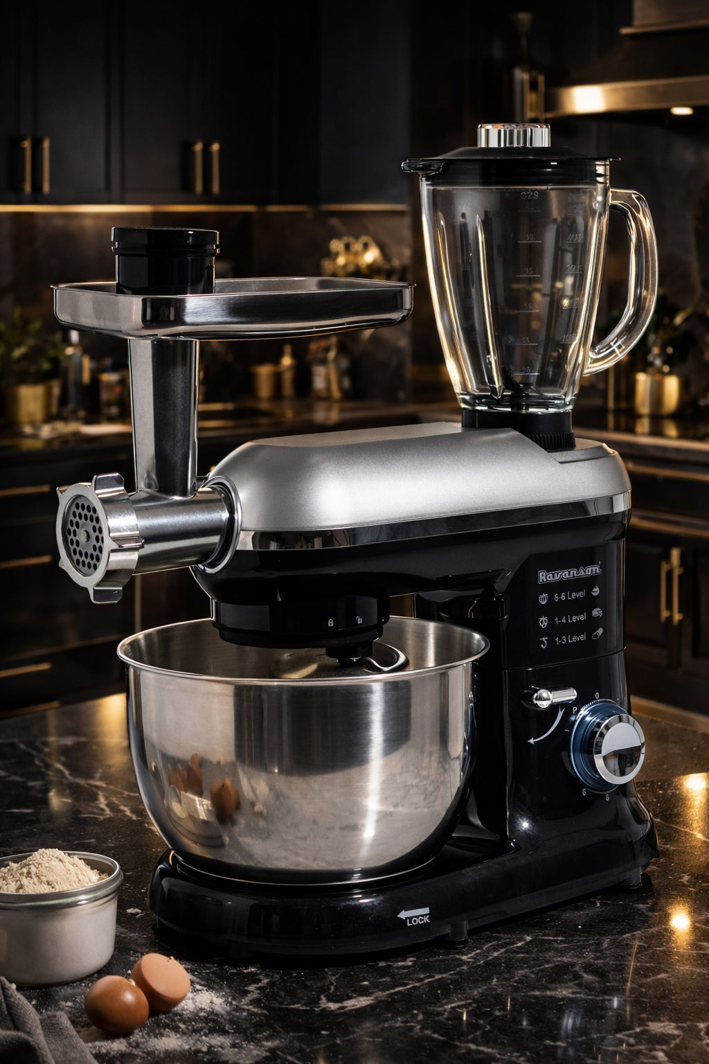 FOOD PROCESSOR PLANETARY MIXER WITH MEAT GRINDER AND COCKTAIL MAKER Power rating 1500 W