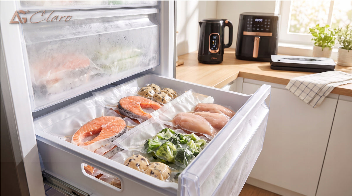 FOOD VACUUM SEALER AUTOMATIC 80kPA MODES KNIFE + 10x BAGS Packaging status original