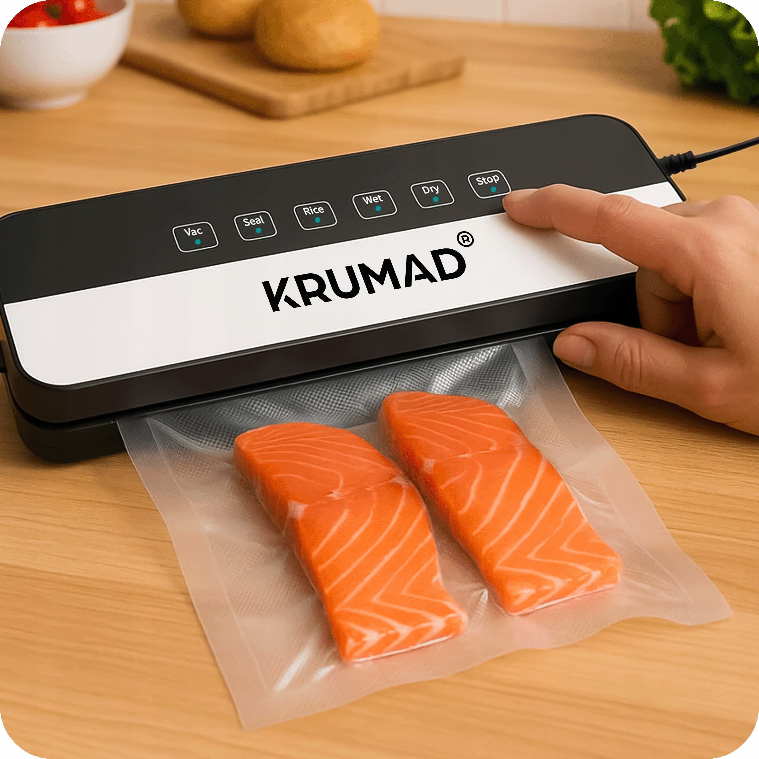 FOOD VACUUM WELDING MACHINE AUTOMATIC FOOD PACKAGING MACHINE + FOIL Brand KRUMAD