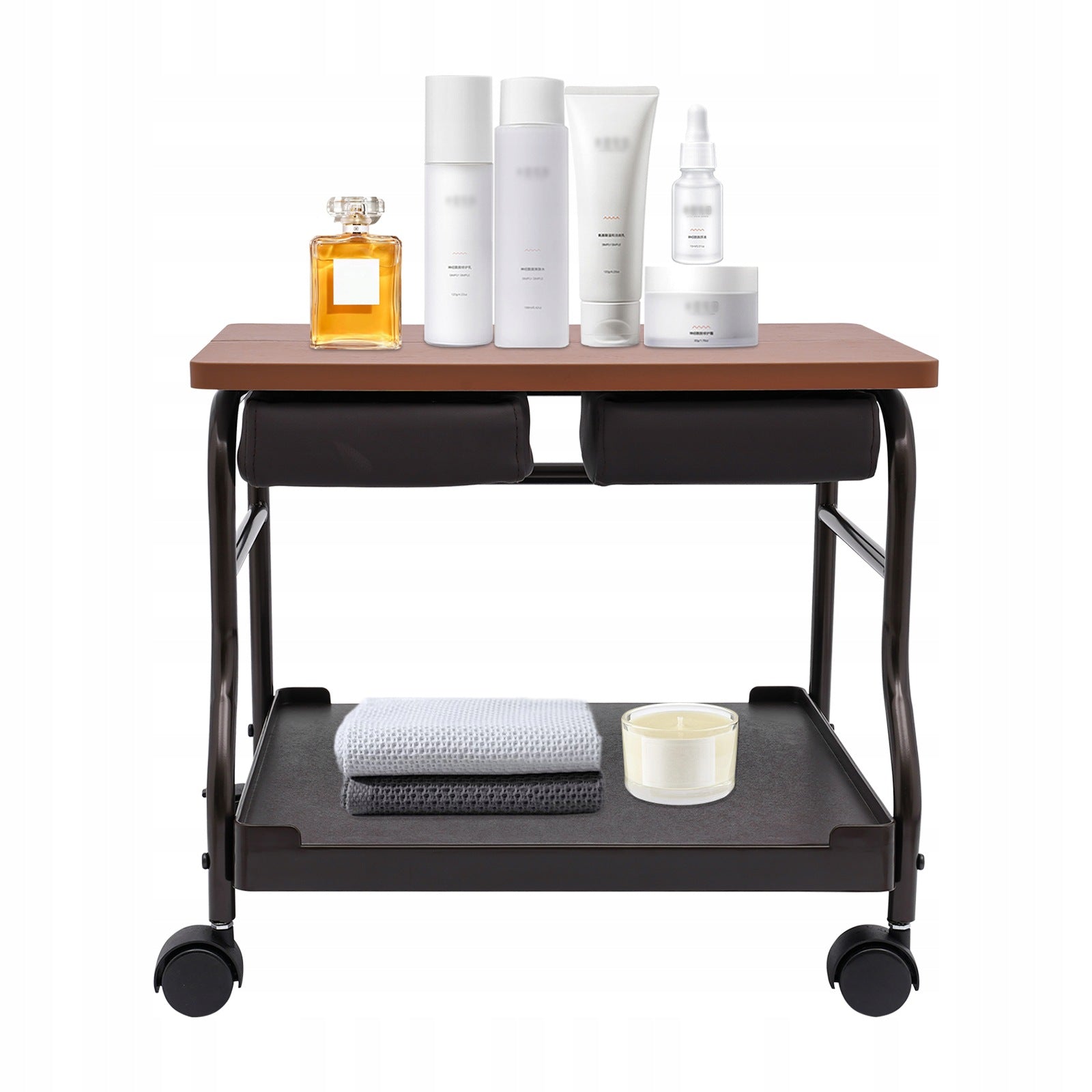 FOOT SPA TROLLEY COFFEE WOODEN PLATE 47CM SALON PEDICURE CART 18KG