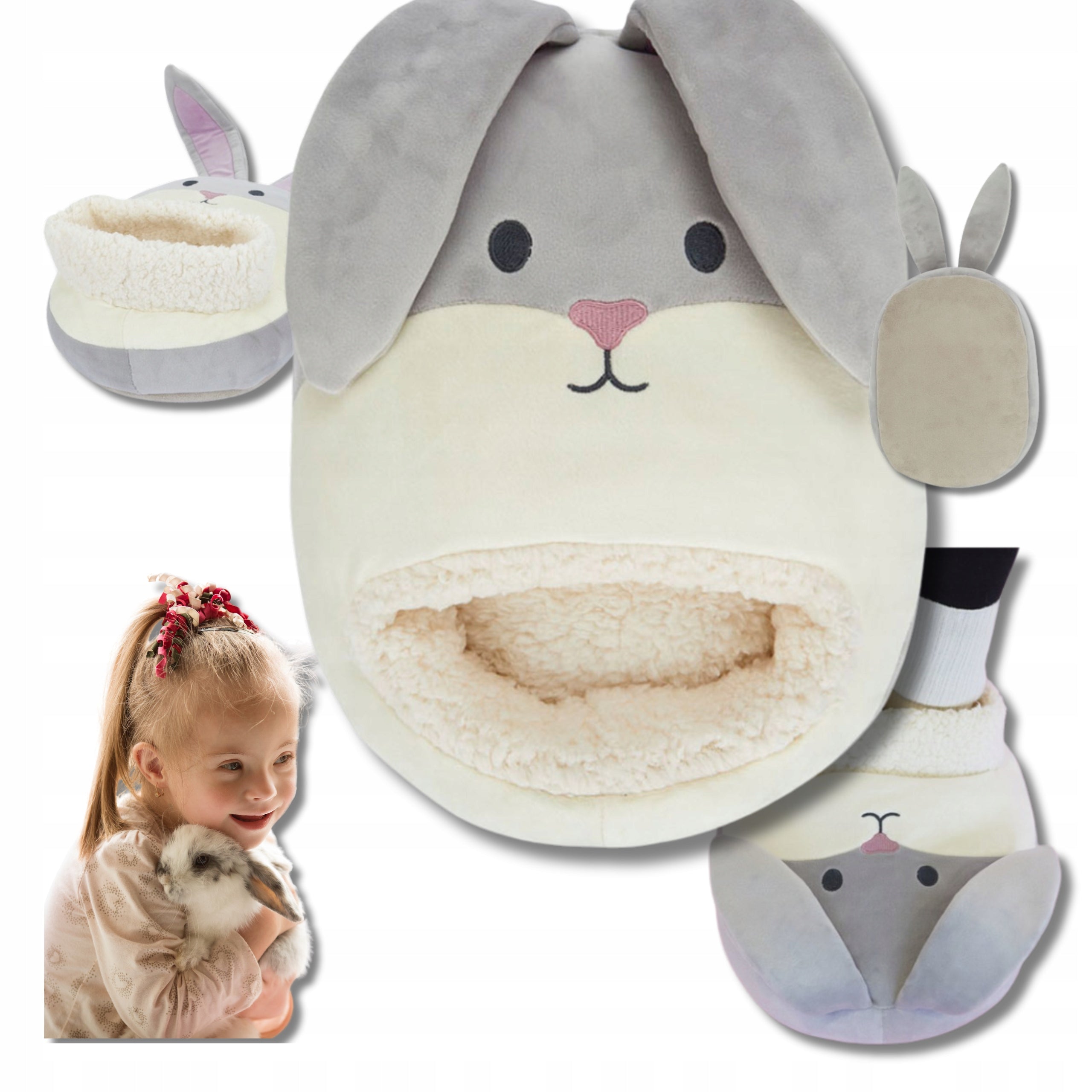 FOOT WARMER PLUSH TOY RABBIT LARGE PLUSH BUNNY SLIPPERS