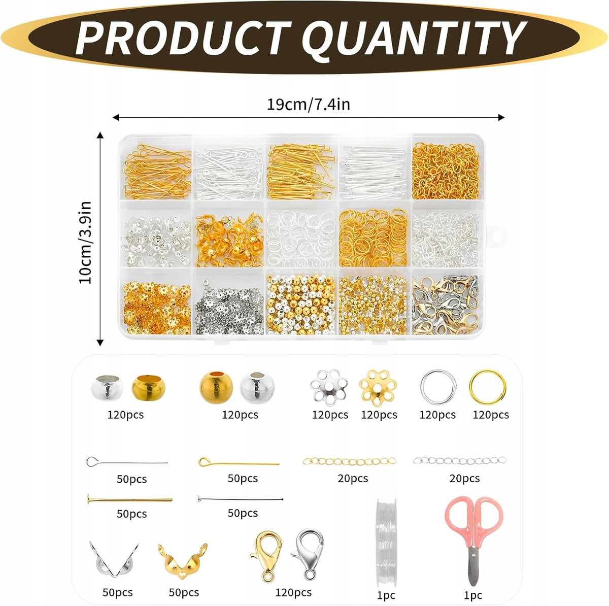 FOR JEWELRY 1200 PIECES ACCESSORIES CLASPS CONNECTORS BEADS GOLD SILVER Brand no brand