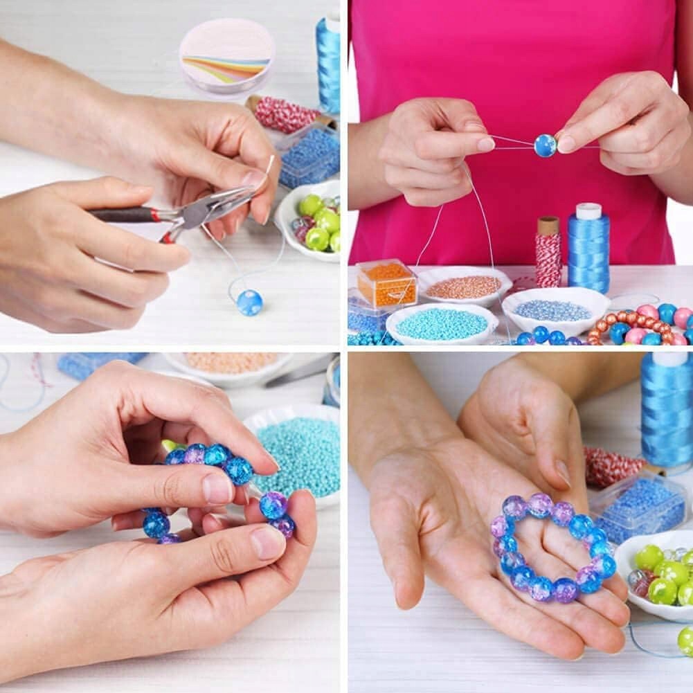 FOR JEWELRY MAKING SET 10 TYPES BEADS TOOLS PLIERS TWEEZERS Brand no brand