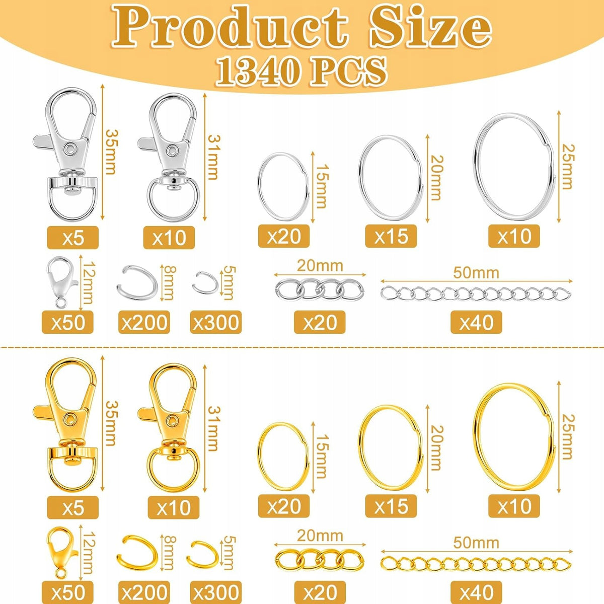 FOR KEYCHAIN MAKING KIT 1340 PIECES METAL ACCESSORIES DIY Brand no brand