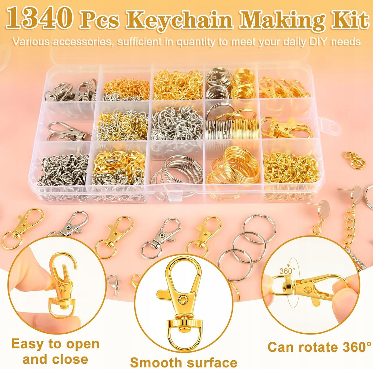 FOR KEYCHAIN MAKING KIT 1340 PIECES METAL ACCESSORIES DIY Manufacturer code 5908182926802