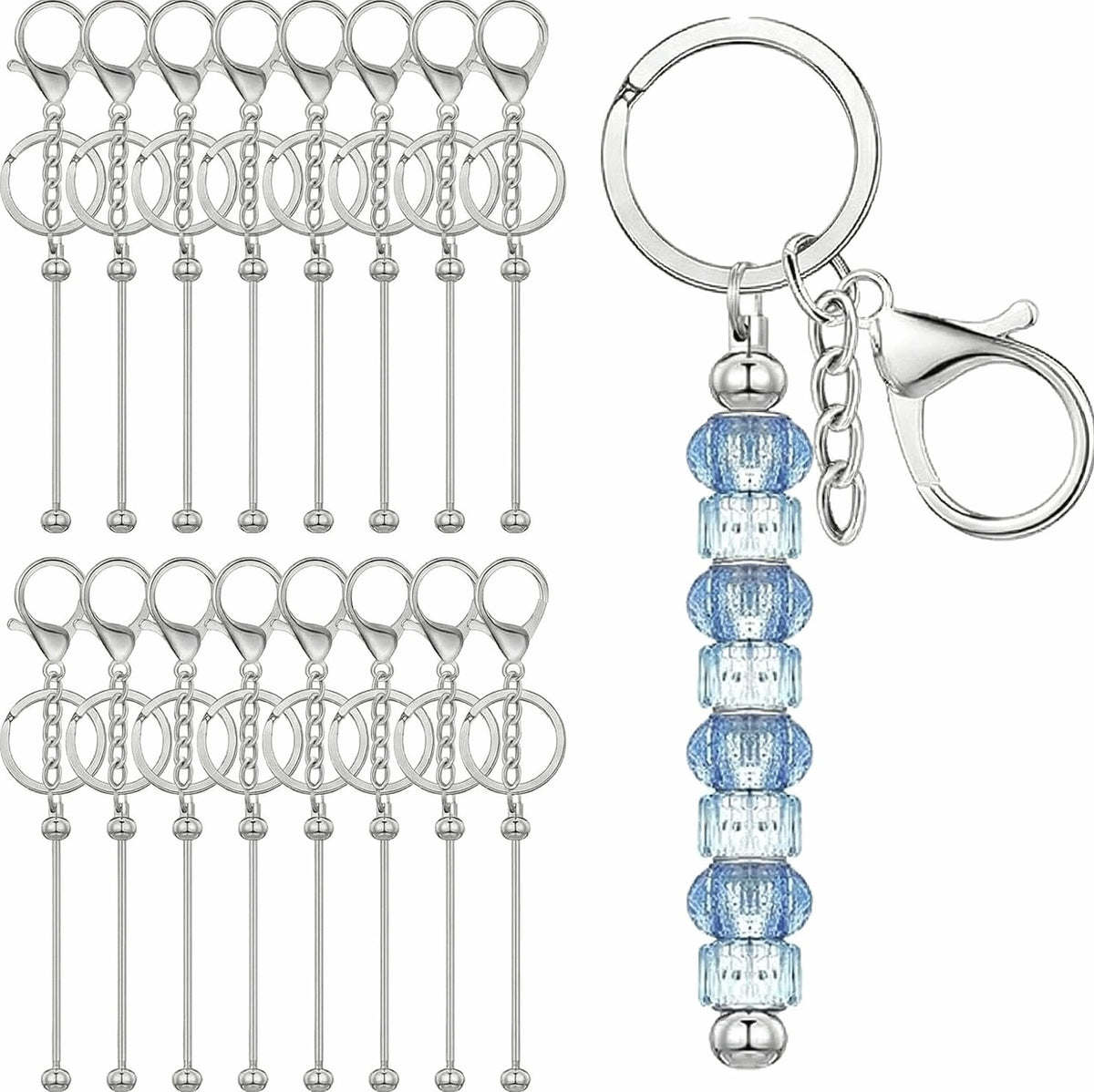 FOR KEYCHAIN MAKING KIT 16 PIECES METAL SILVER HOLLOW BALLS
