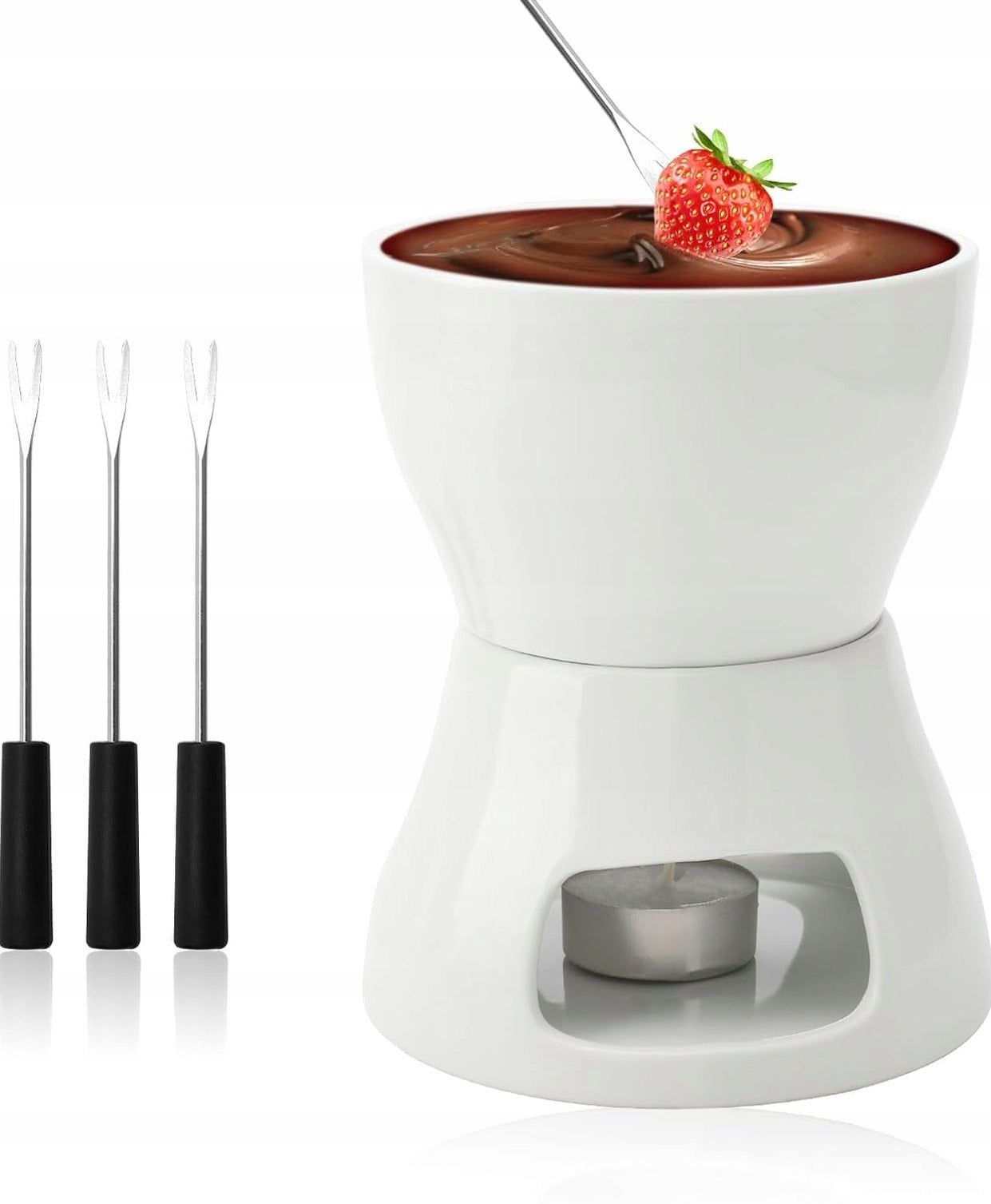 FOR SET FONDUE CHOCOLATE SET 4 FORKS FONDUE WHITE