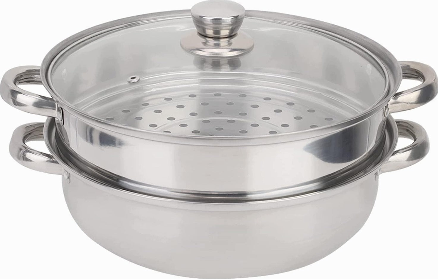 FOR STEAMING SET POTS 27 CM STEEL DOUBLE LAYER GLASS ROUND