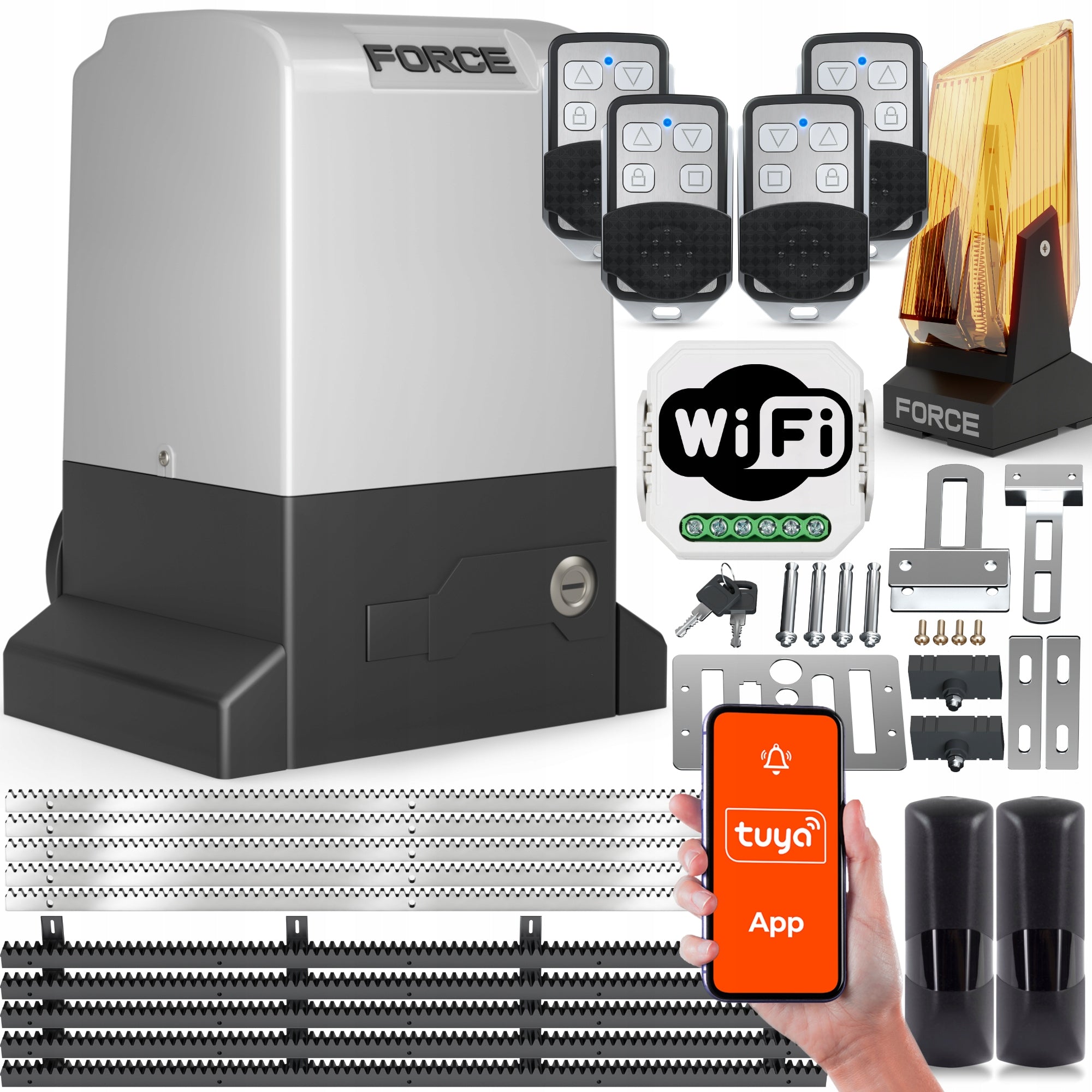 FORCE 2000 KG WiFi AUTOMATIC GATE SET DRIVE FOR SLIDING GATE ACTUATOR
