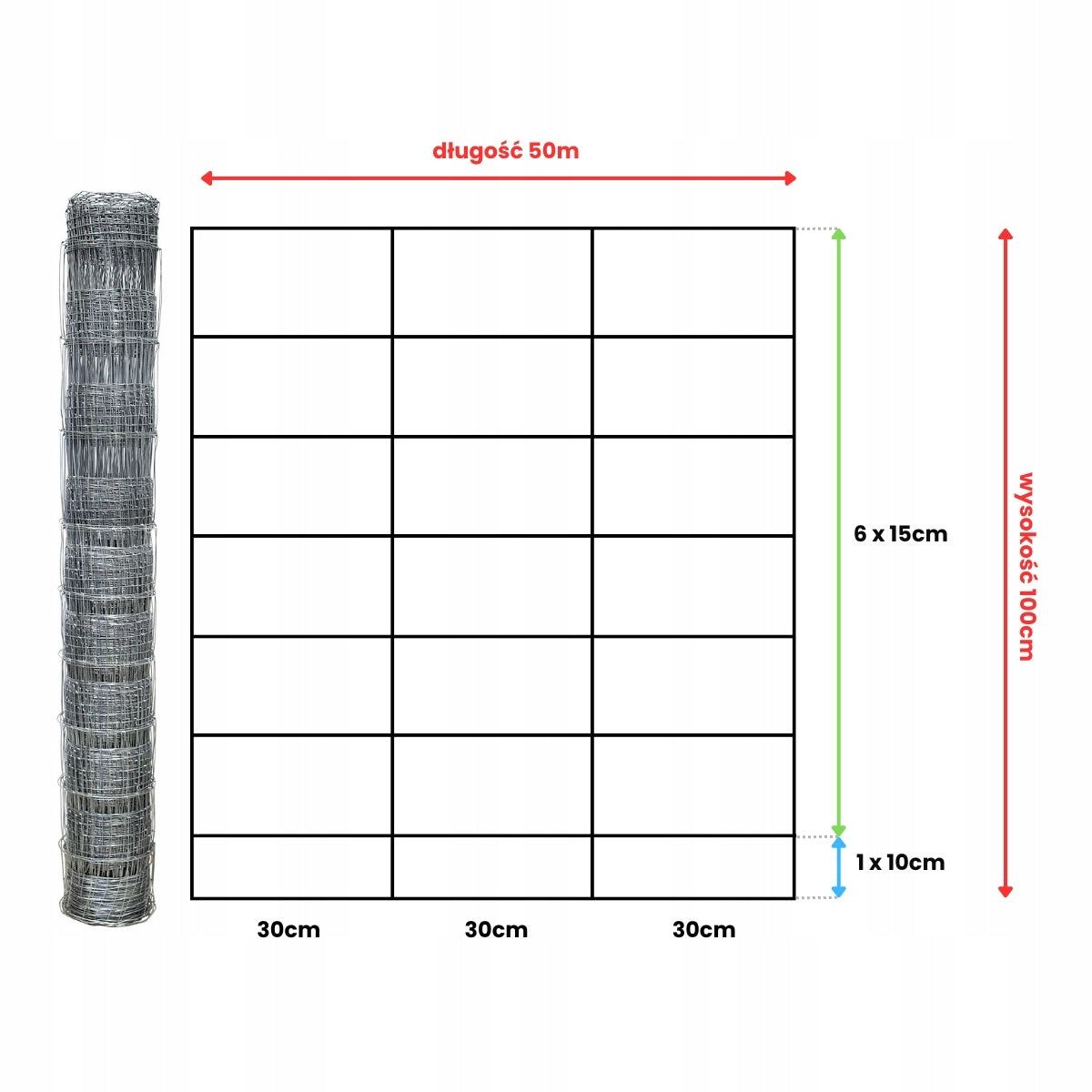 FOREST MESH 100/8/30 L roll 50m GALVANIZED hare roe deer boar field orchard forest Packaging status original