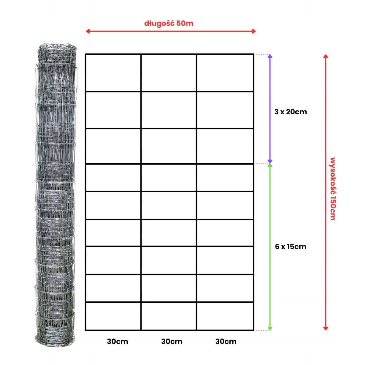 FOREST MESH 150/10/30 L roll 50m GALVANIZED hare roe deer boar field orchard forest Packaging status original