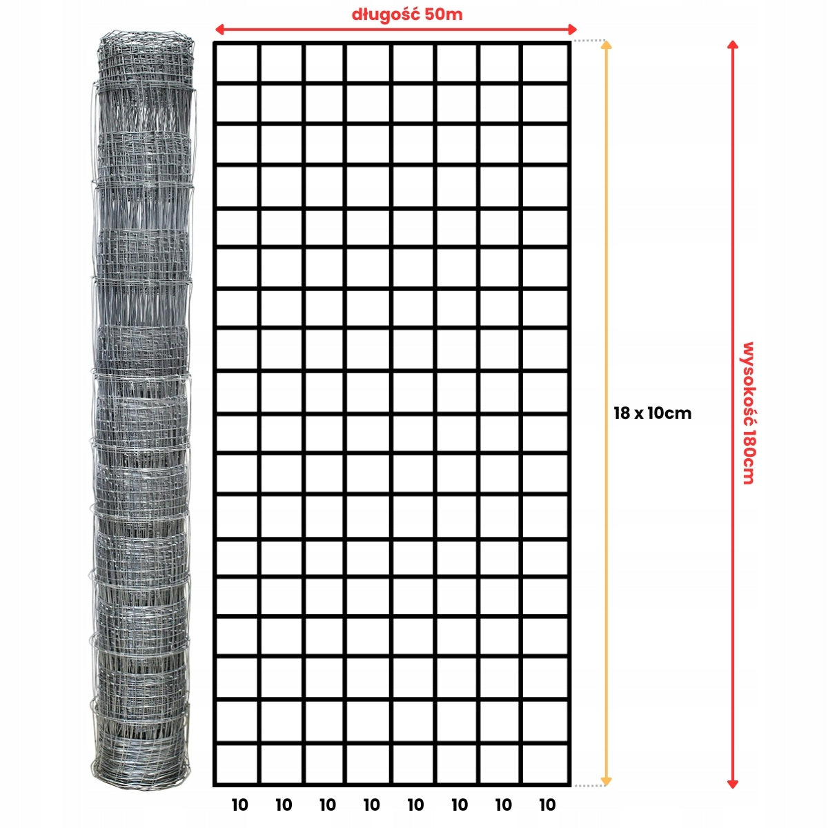 FOREST MESH 180/19/10 L - roll 25m GALVANIZED hare roe deer boar field forest Packaging status original