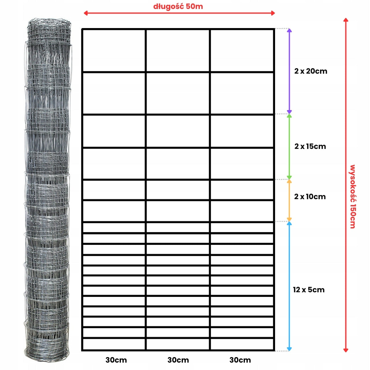 FOREST NET 150/19/30 G12 - 50m GALVANIZED hare roe deer boar field orchard forest Packaging status original