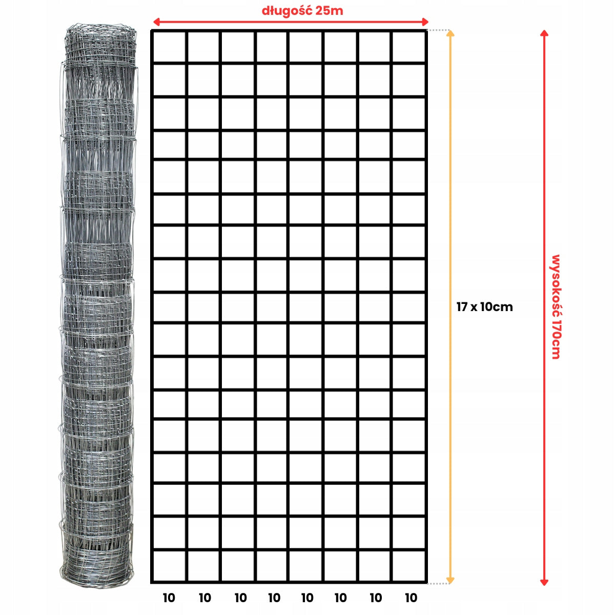FOREST NET 170/18/10 L roll 25m GALVANIZED field orchard forest FREE SHIPPING Packaging status original