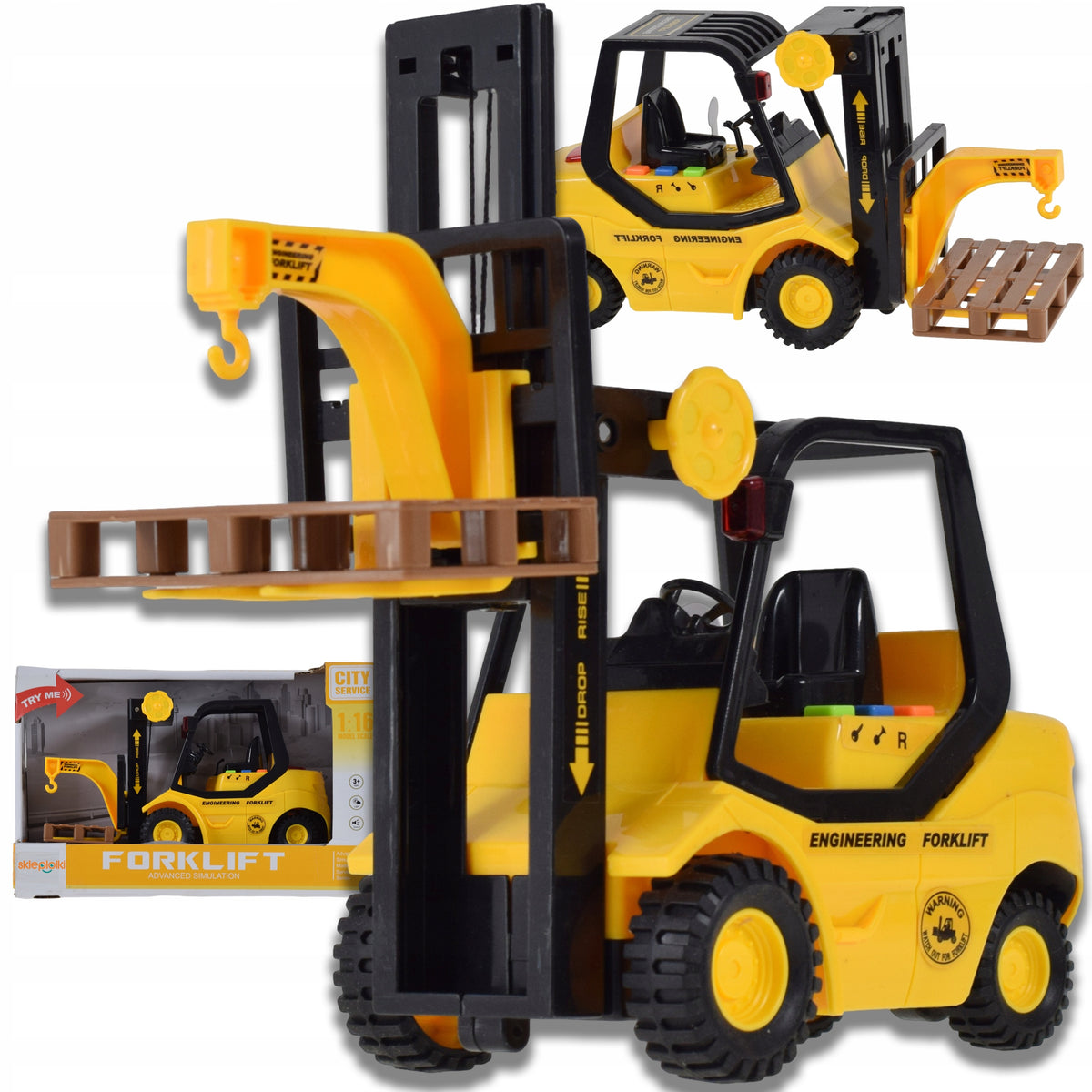 FORKLIFT TOY CRANE WITH HOOK WITH TENSION CONSTRUCTION VEHICLE NABATERIE