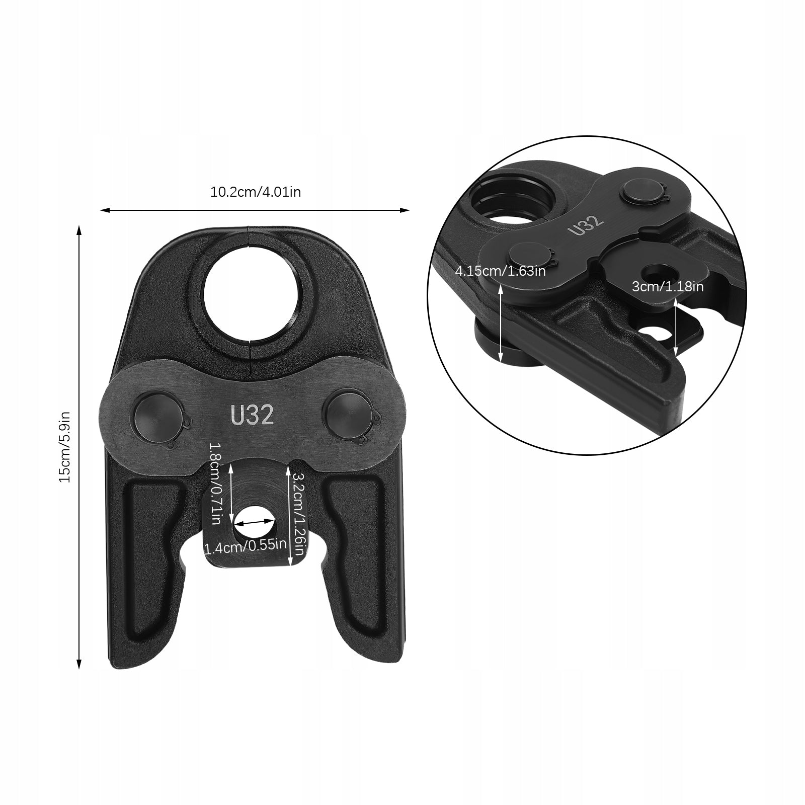 FORM OF PIPE CRIMPING PLIERS U32 Maximum jaw diameter 32 mm