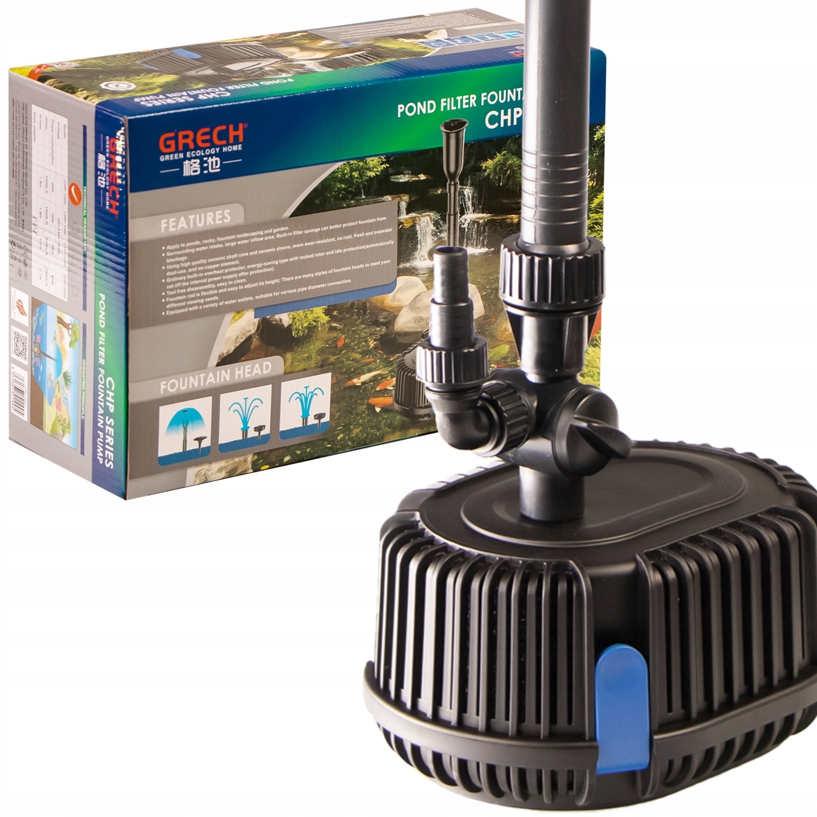 FOUNTAIN AND WATER FILTER SET PUMP TIP FOUNTAIN FILTER 1000L/H SUNSUN