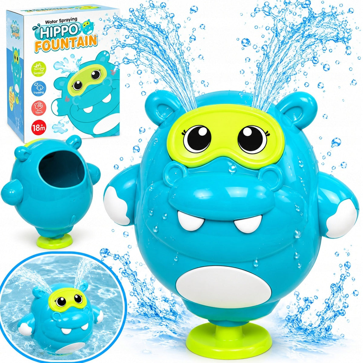 FOUNTAIN HIPPO BATH WATER TOY FOR BABY WATER BATHTUB