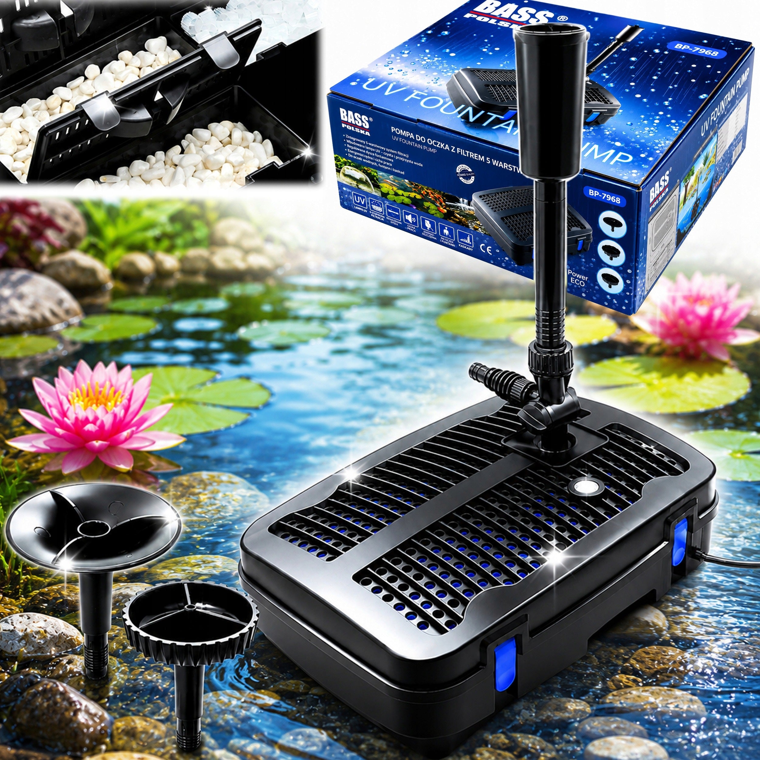 FOUNTAIN PUMP FOR POND WATER FILTER UV LAMP WATER STERILIZER