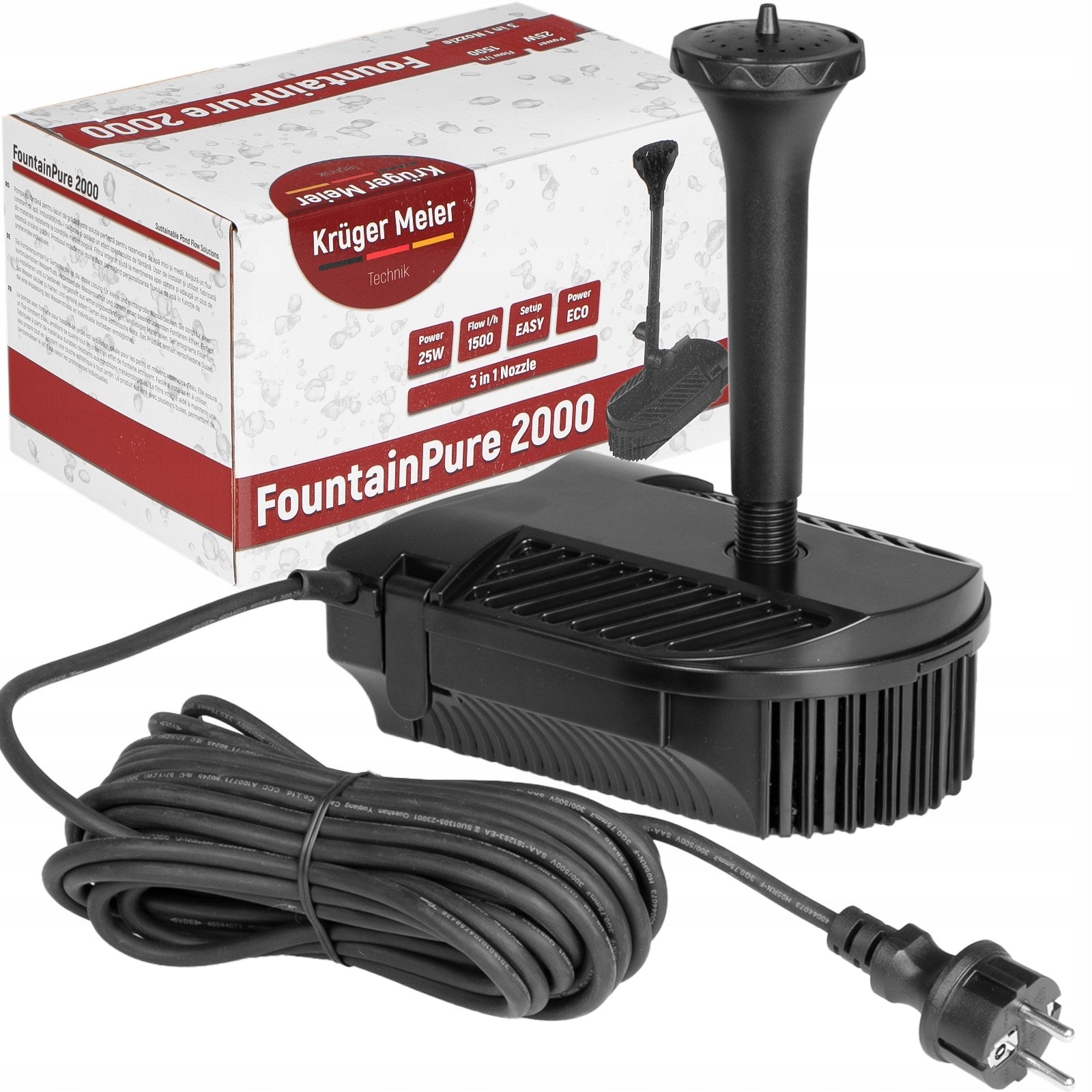 FOUNTAIN WATERFALL FOR EYELETS 3IN1 FILTER PUMP CLEAN WATER ALL SEASON 1500l/h EAN (GTIN) 5907059401749