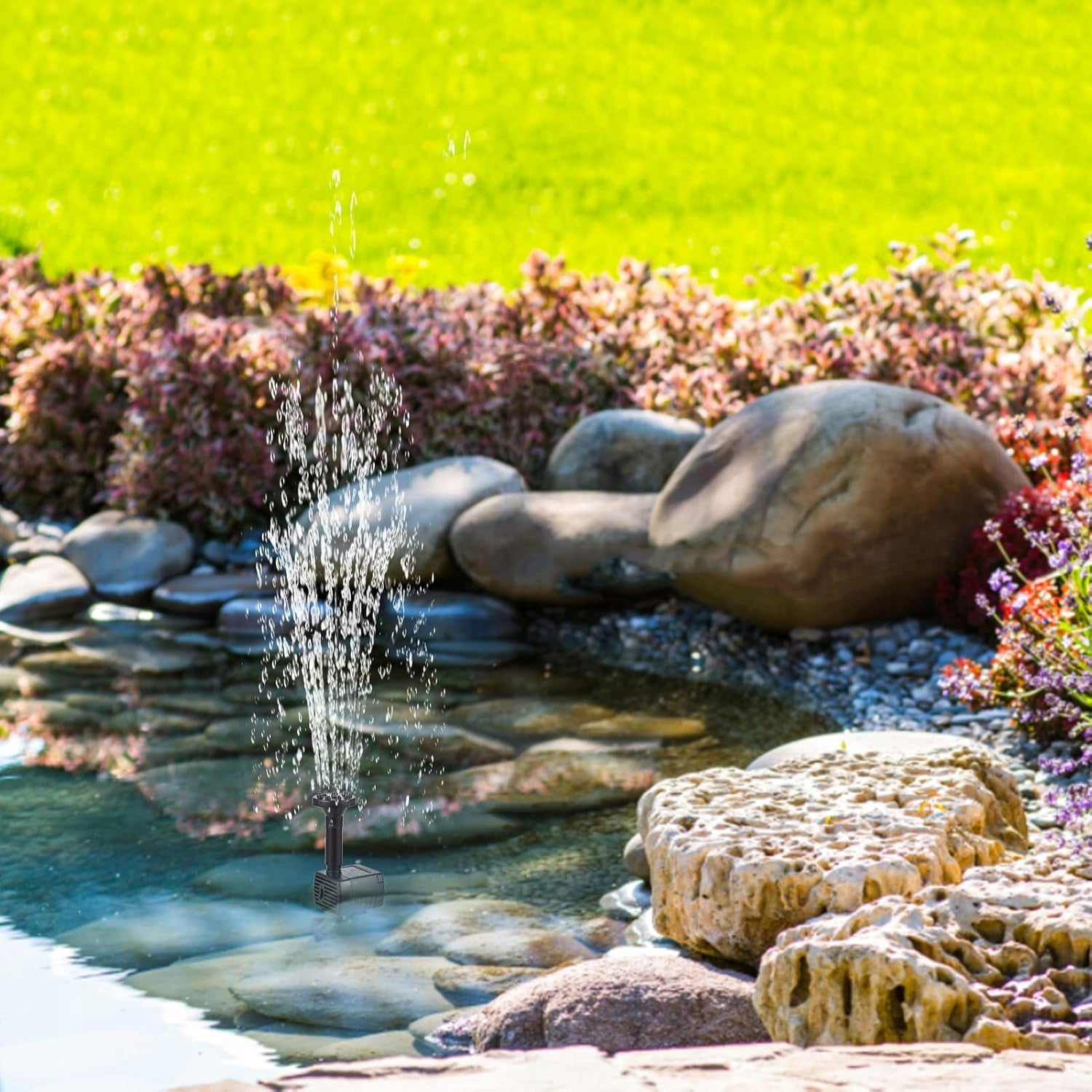 FOUNTAIN WITH 6 NOZZLES SOLAR GARDEN PUMP FOR WATER GARDENS Pump capacity l/h Do 500 l/h