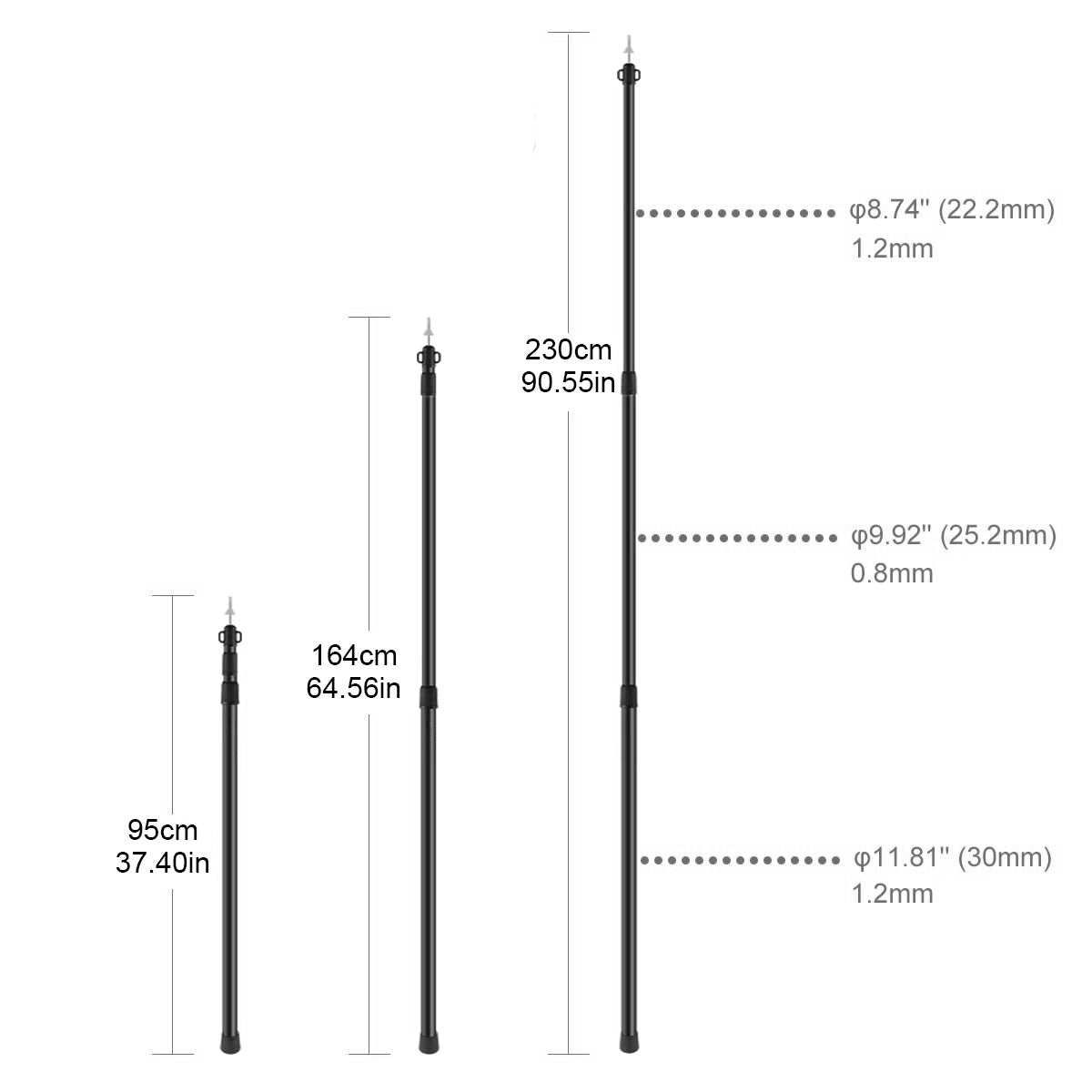 FRAME FOR AWNING TELESCOPIC TUBE ALUMINIUM 90-230CM TELEPOLE FOR TENT Packaging status original