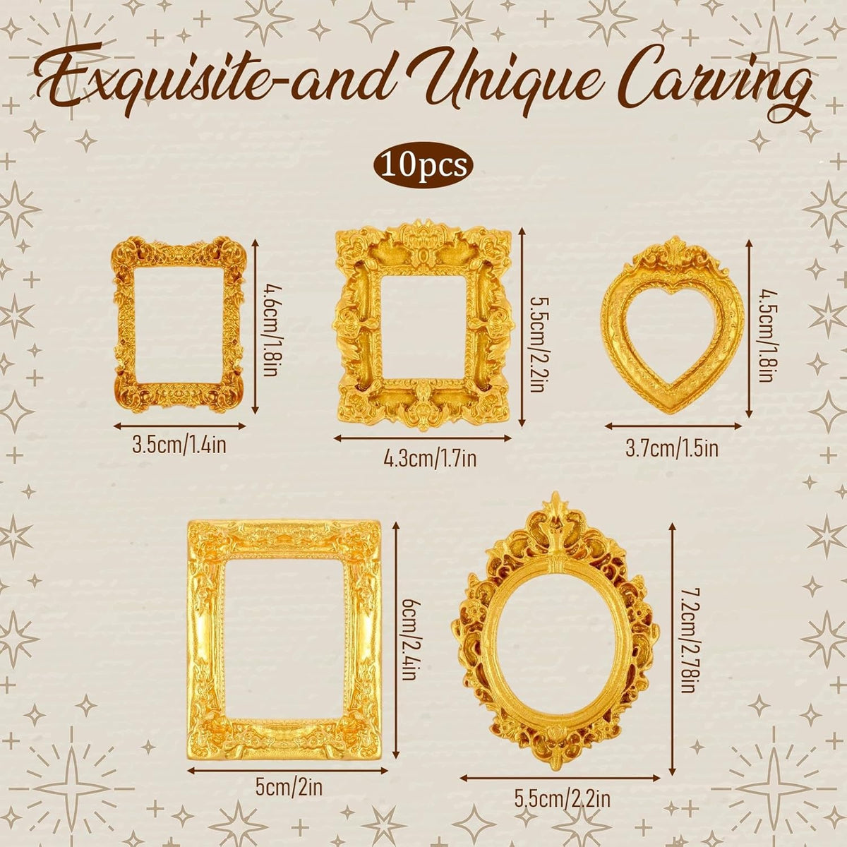 FRAMES 10PCS MINI GOLD VINTAGE DECORATIVE PHOTO HOUSE Brand no brand
