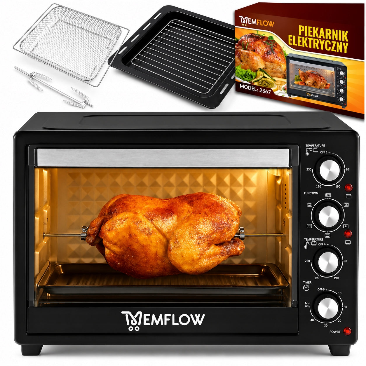 FREESTANDING ELECTRIC OVEN WITH THERMOCOUPLE 45L 2000W