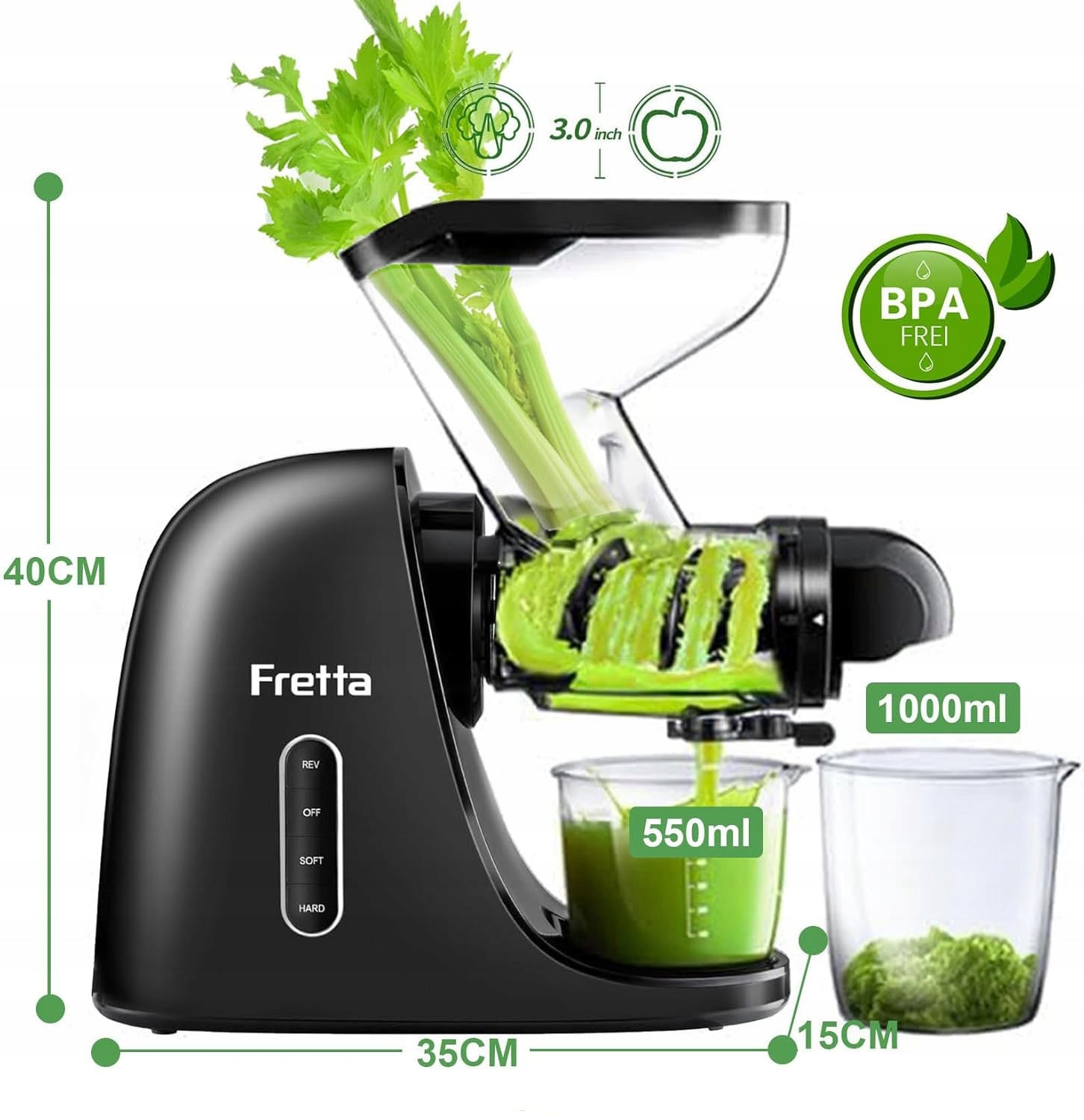 FRETTA Juicer 200W - More Juice, Zero Noise Power rating 200 W