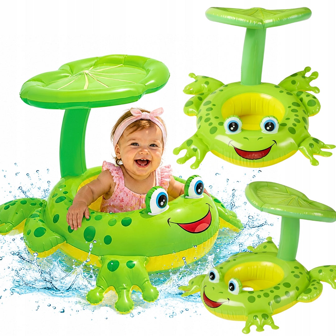FROG WITH CANOPY Infant Swimming Wheel SEAT CANOPY Pontoon