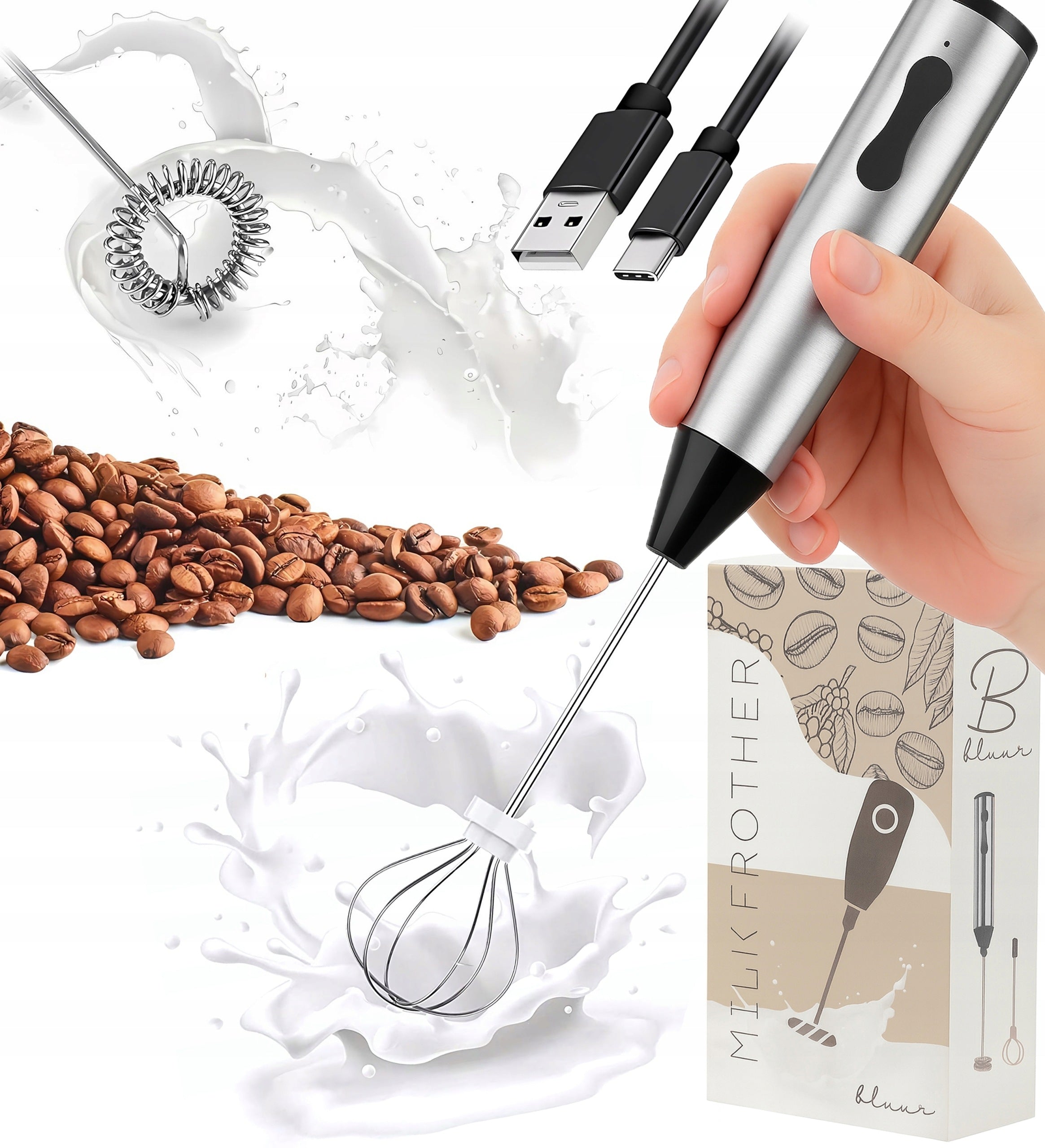 FROTHER WHISK MILK BEATER LATTE MIXER DISPLAY BLURR