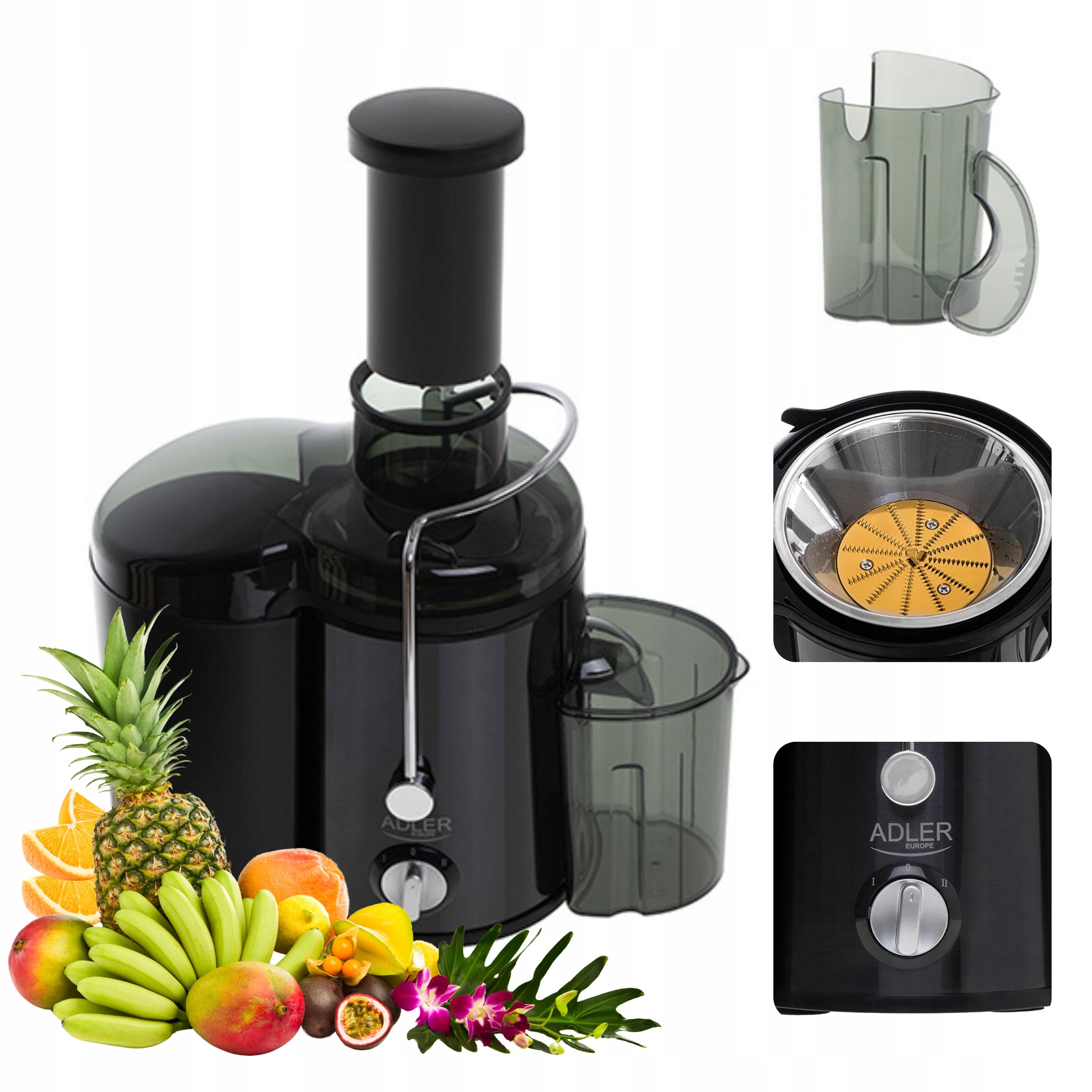 FRUIT AND VEGETABLE JUICER TITANIUM BLADES WITH JUICE CONTAINER 600W