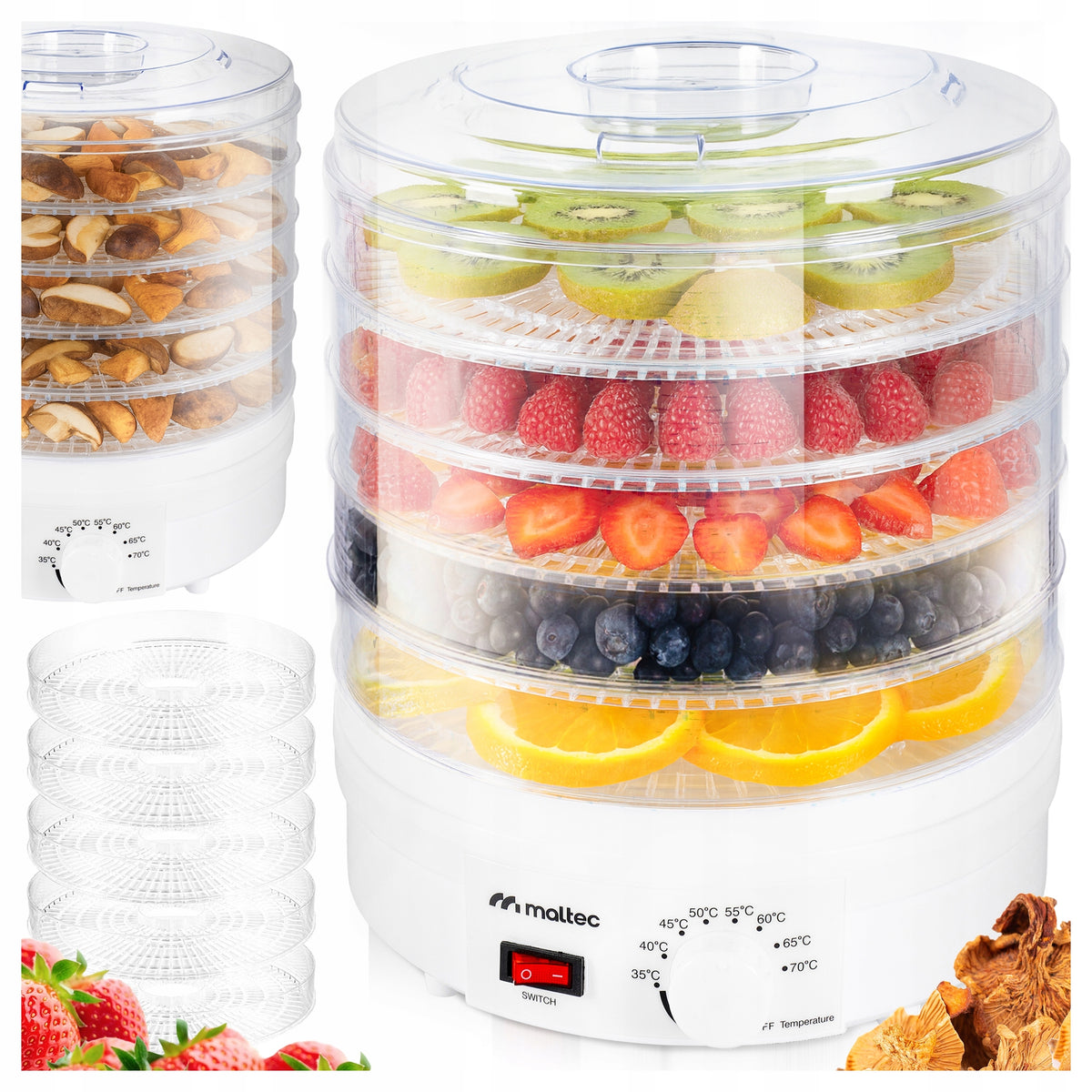 FRUIT MUSHROOM DRYER FOOD VEGETABLE HERBS FOOD GRADE 500W LARGE 5 SIT