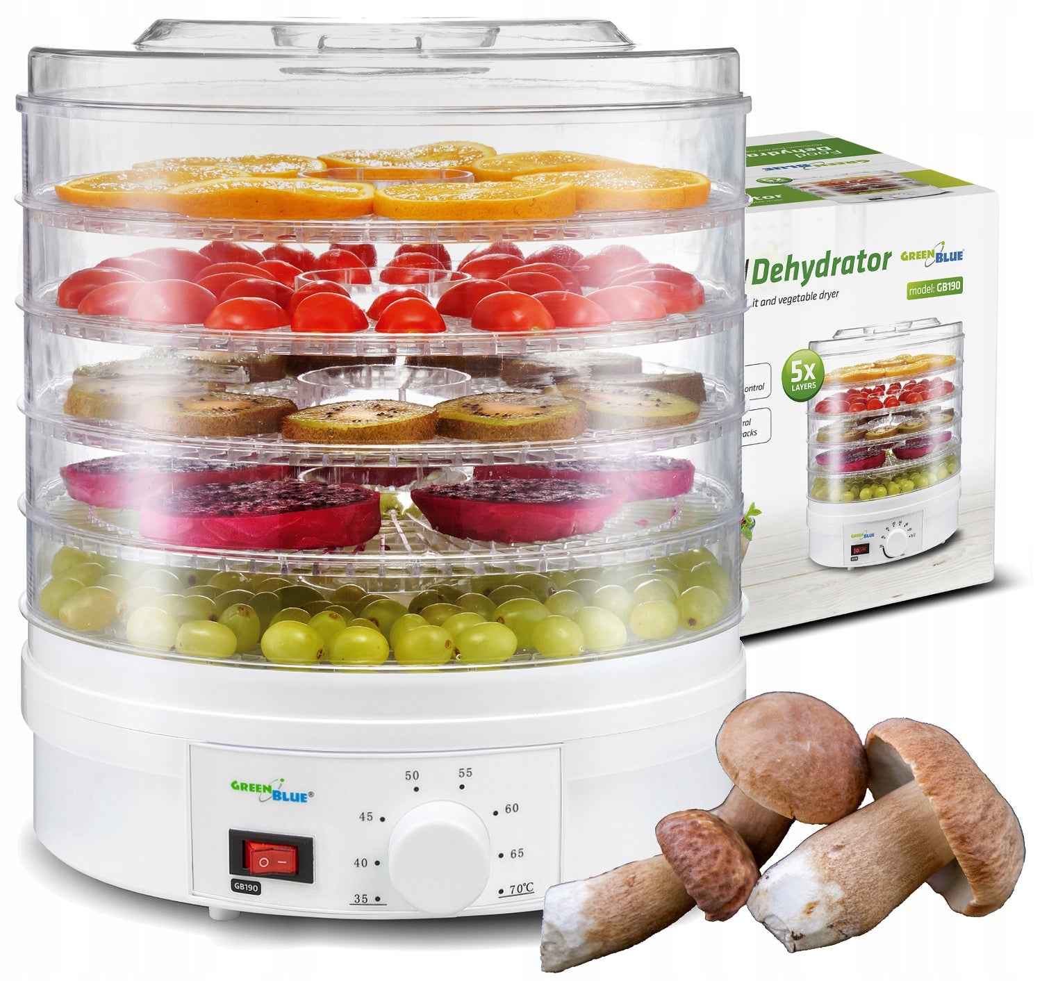 FRUIT MUSHROOM DRYER HERBS FOOD GRADE HIGH SIEVES 5 LEVELS