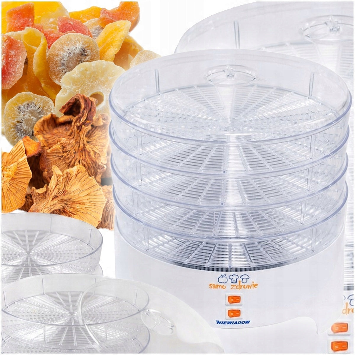FRUIT MUSHROOM DRYER HERBS NIEWIADÓW 500W 4 SIEVES + FREEBIE KNIFE