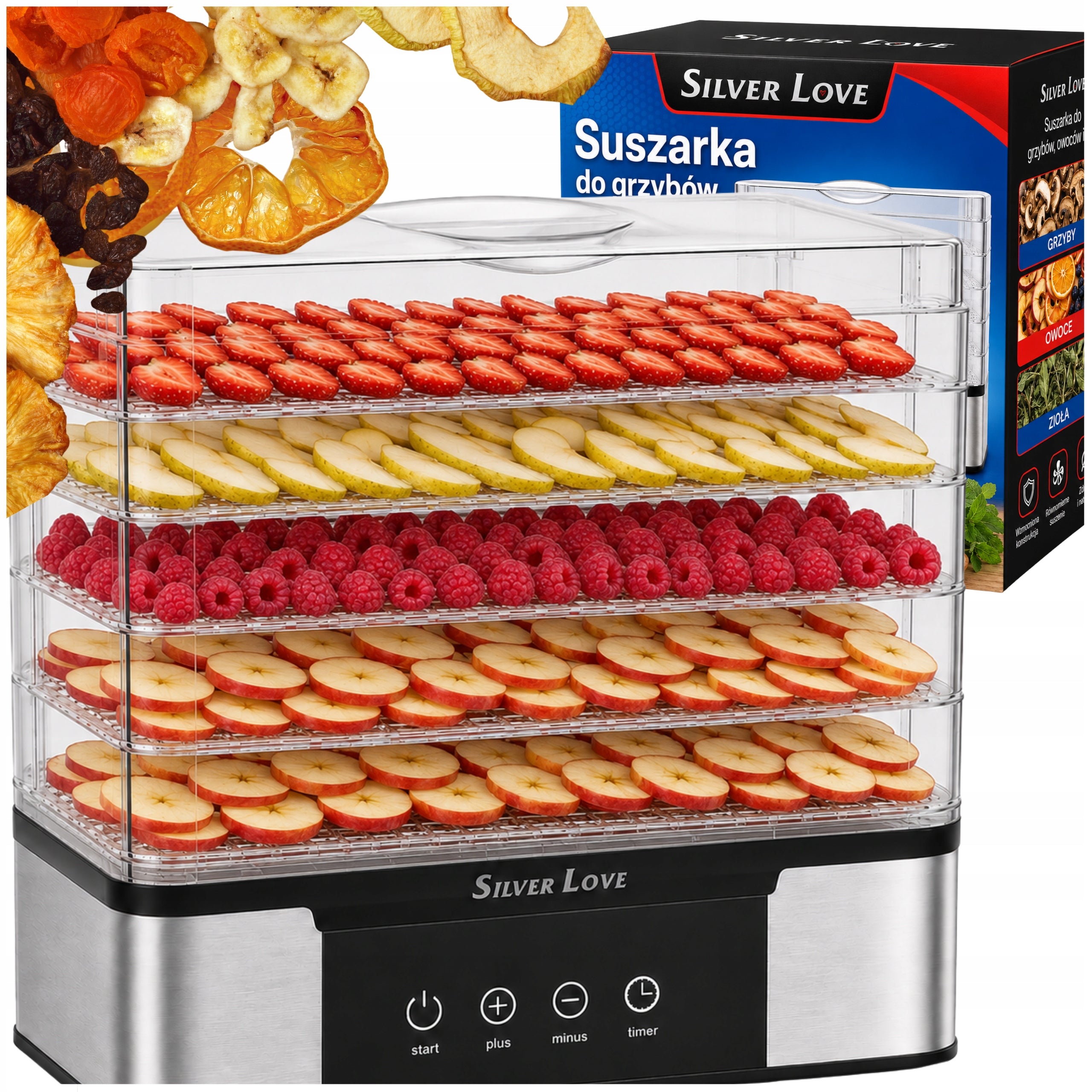 FRUIT MUSHROOM DRYER HERBS VEGETABLE FOOD ADJUSTABLE TIMER 1000W
