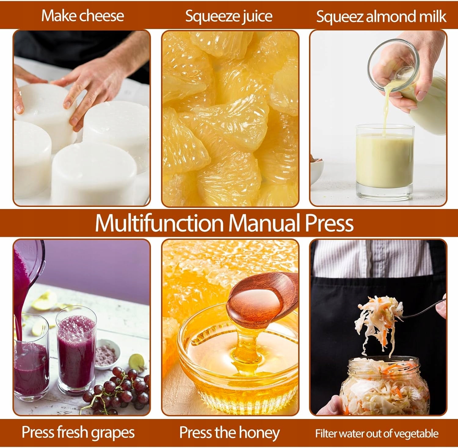 FRUIT PRESS MANUAL 3L STAINLESS STEEL AND IRON FOR JUICES Power rating 0 W