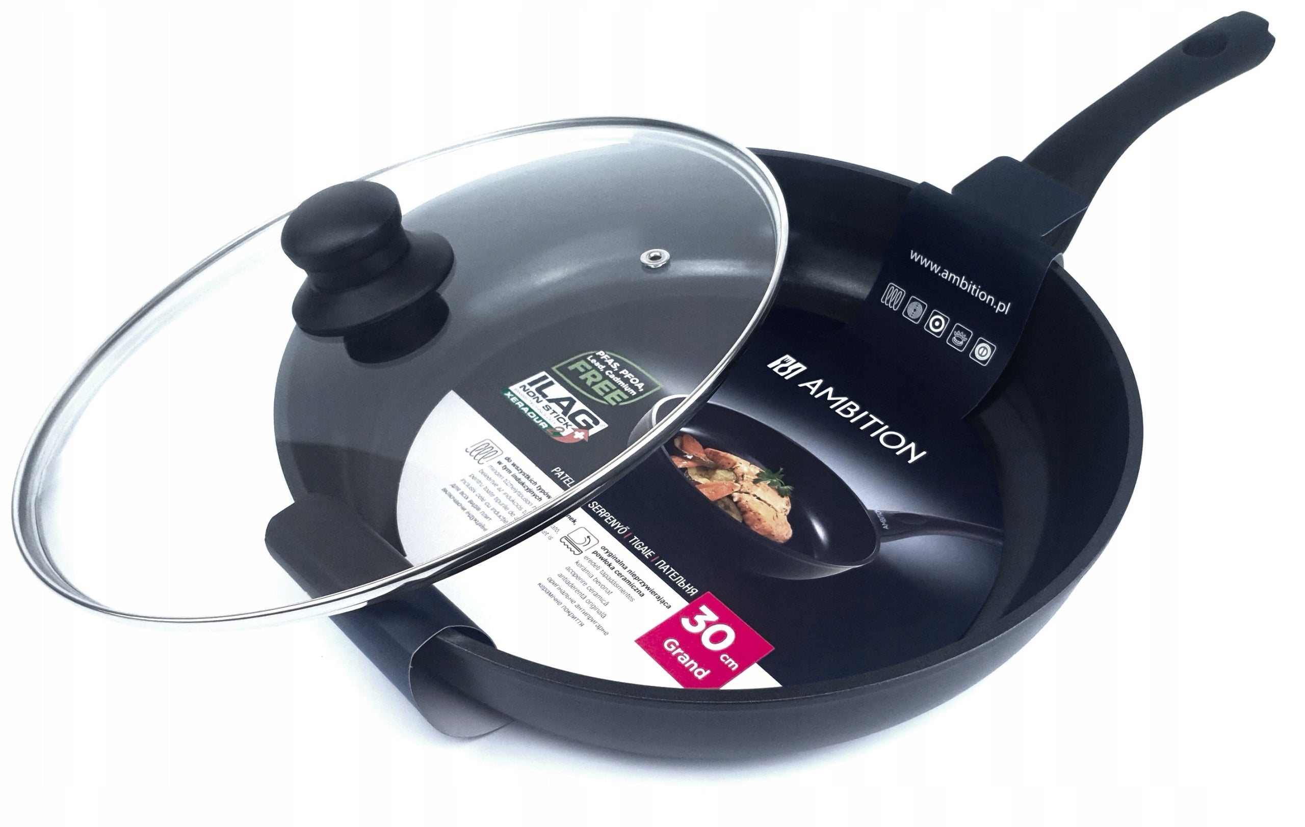 FRYING PAN AMBITION GRAND 30CM THICK + LID