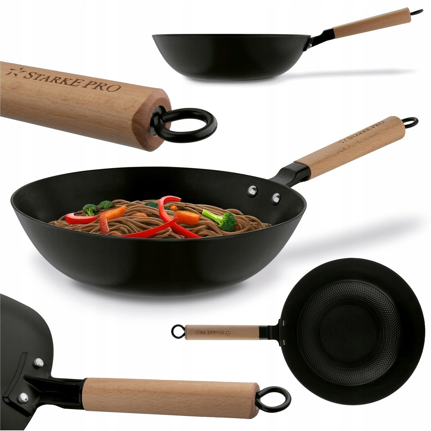 FRYING PAN WOK Cast Iron ENAMEL DEEP LARGE Heavy Starke Pro Hanoi 30 cm