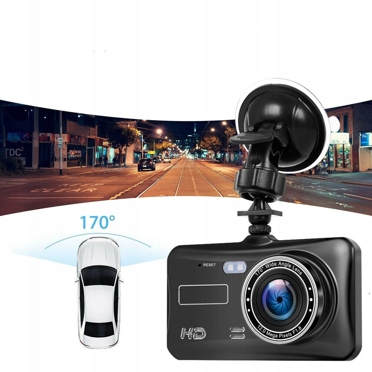 FULL HD TOUCH DRIVING RECORDER REVERSING CAMERA MENU PL Viewing angle 170°