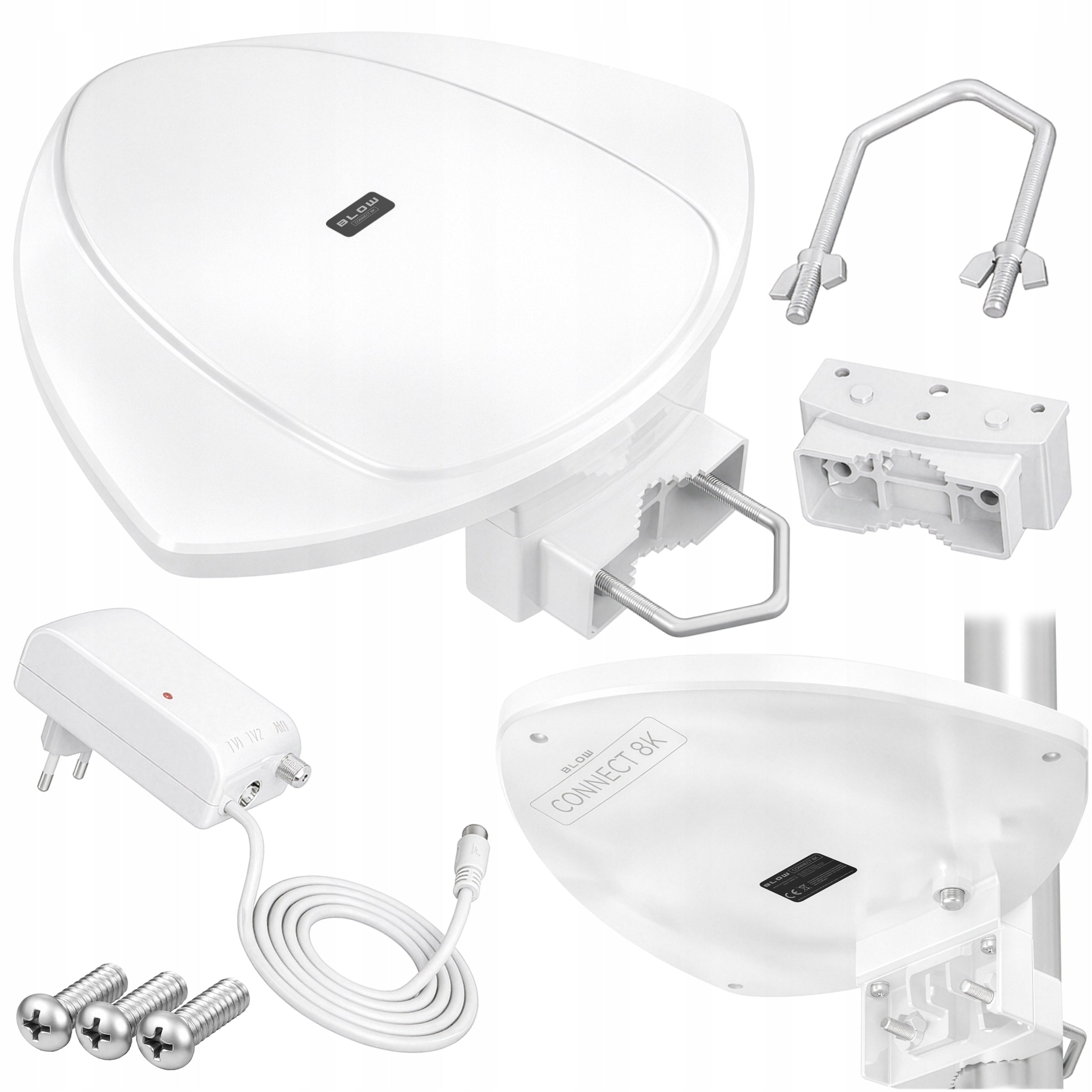 FULL HD TV 4K 8K OUTDOOR ANTENNA ACTIVE DVB-T2 UHF FILTER GSM POWER SUPPLY 1M Packaging status original