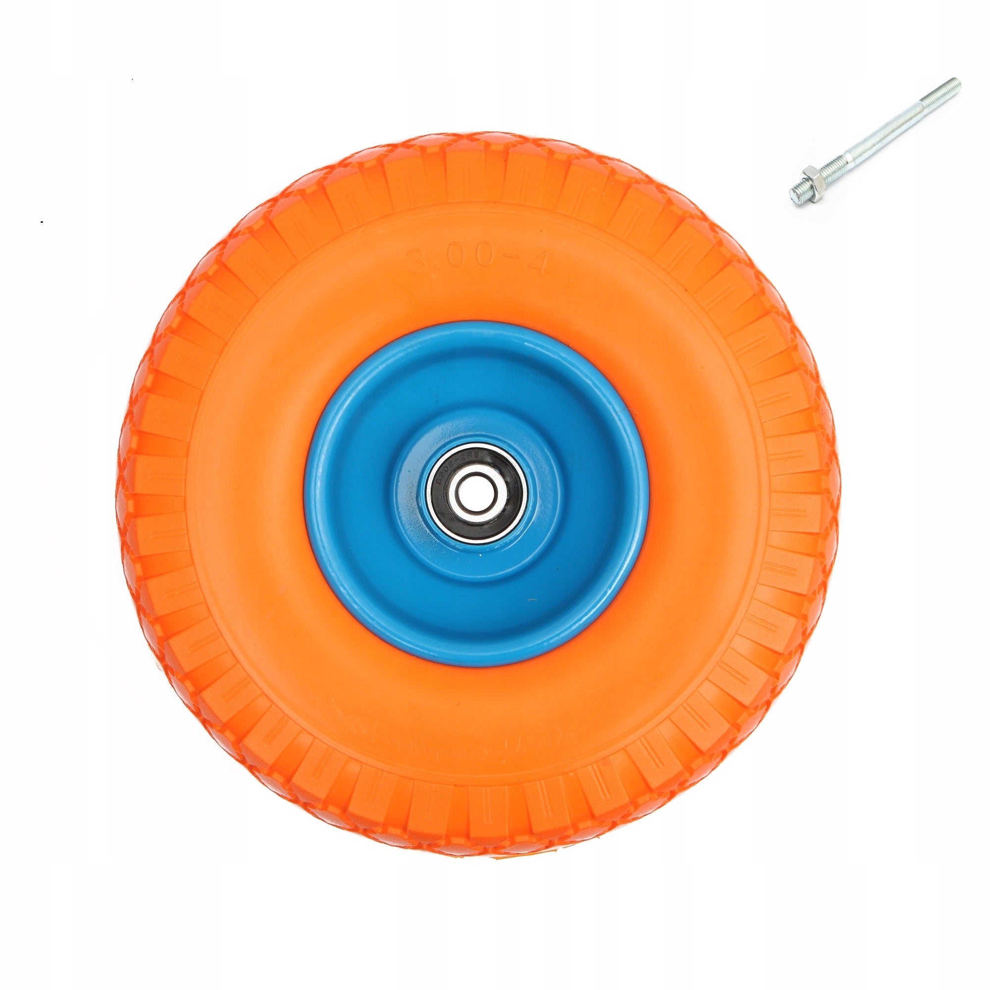 FULL WHEEL FOR WHEELBARROW TROLLEY 3.00-4 ( 260x85 ) 300x4 + AXLE 12mm Packaging status original