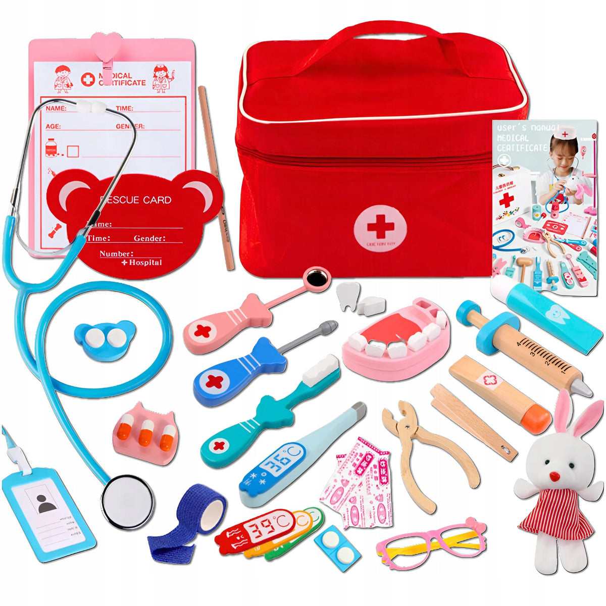 FUN DOCTOR SMALL DOCTOR MEDICAL KIT FOR CHILDREN PATIENT WOODEN XXL