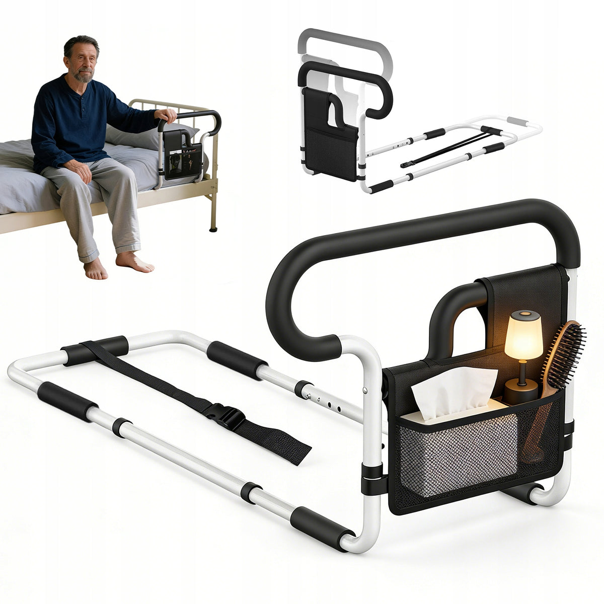 FUNCTIONAL BED RAILING ADJUSTABLE FOR BEDS FOR THE ELDERLY