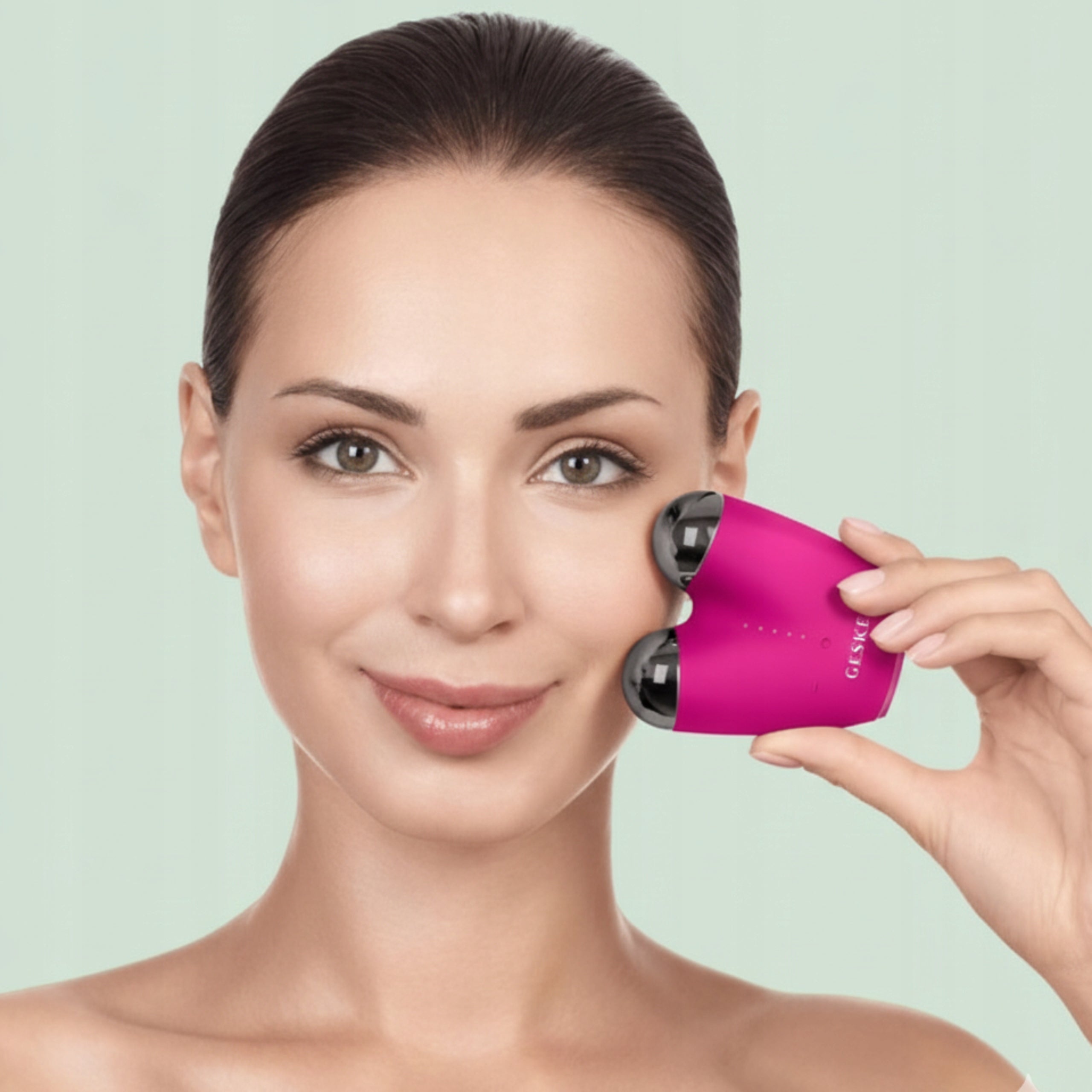Face Lifting Massager with Microcurrents 6in1 application GESKE pink Packaging status original