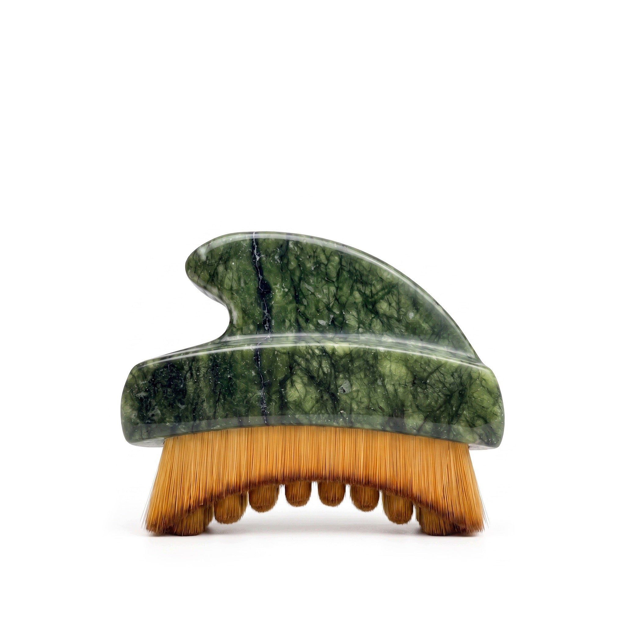 Face Lymphatic Drainage and Gua Sha Massage Brush with Jade + Case